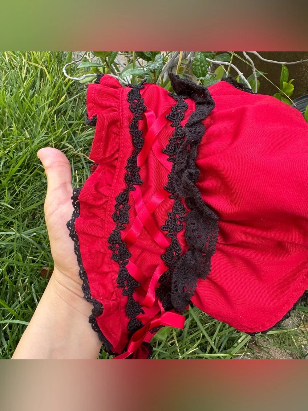 Bodyline EGL Gothic Lolita Jfashion Red & Black Beautiful Ribbon Bow Bonnet